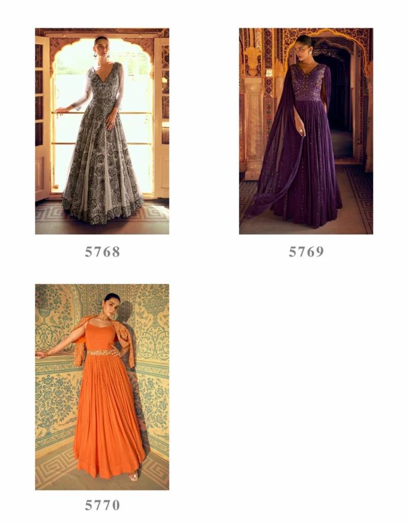 Real Georgette Embroidered Anarkali Gown with Dupatta