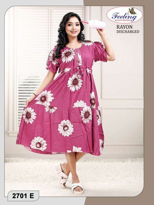 Discharge Print Rayon Kurti (Free Size)
