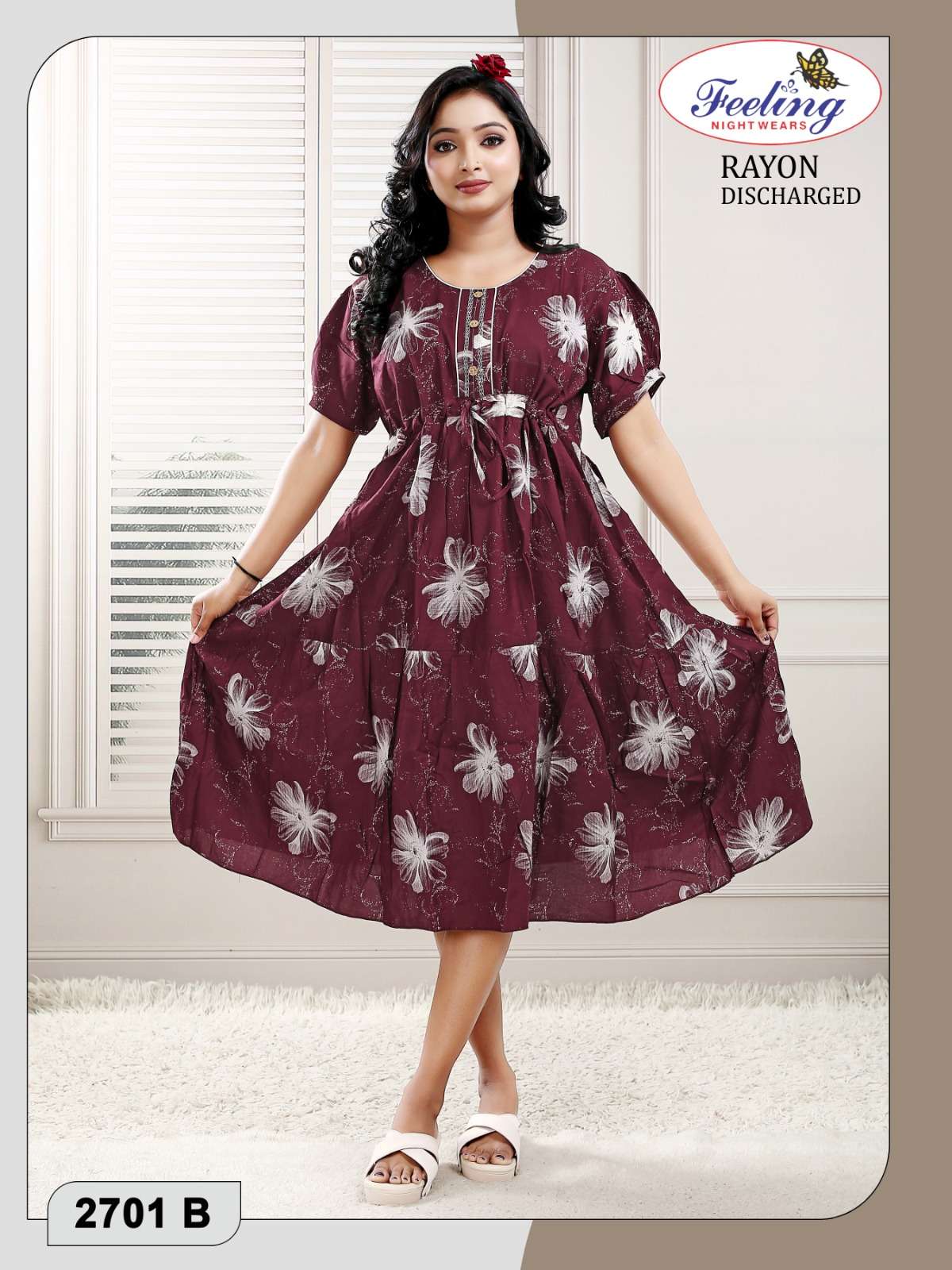 Discharge Print Rayon Kurti (Free Size)