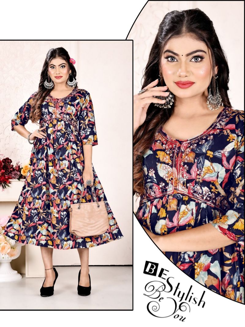 Premium Rayon Foil Printed Alia Cut Kurtis