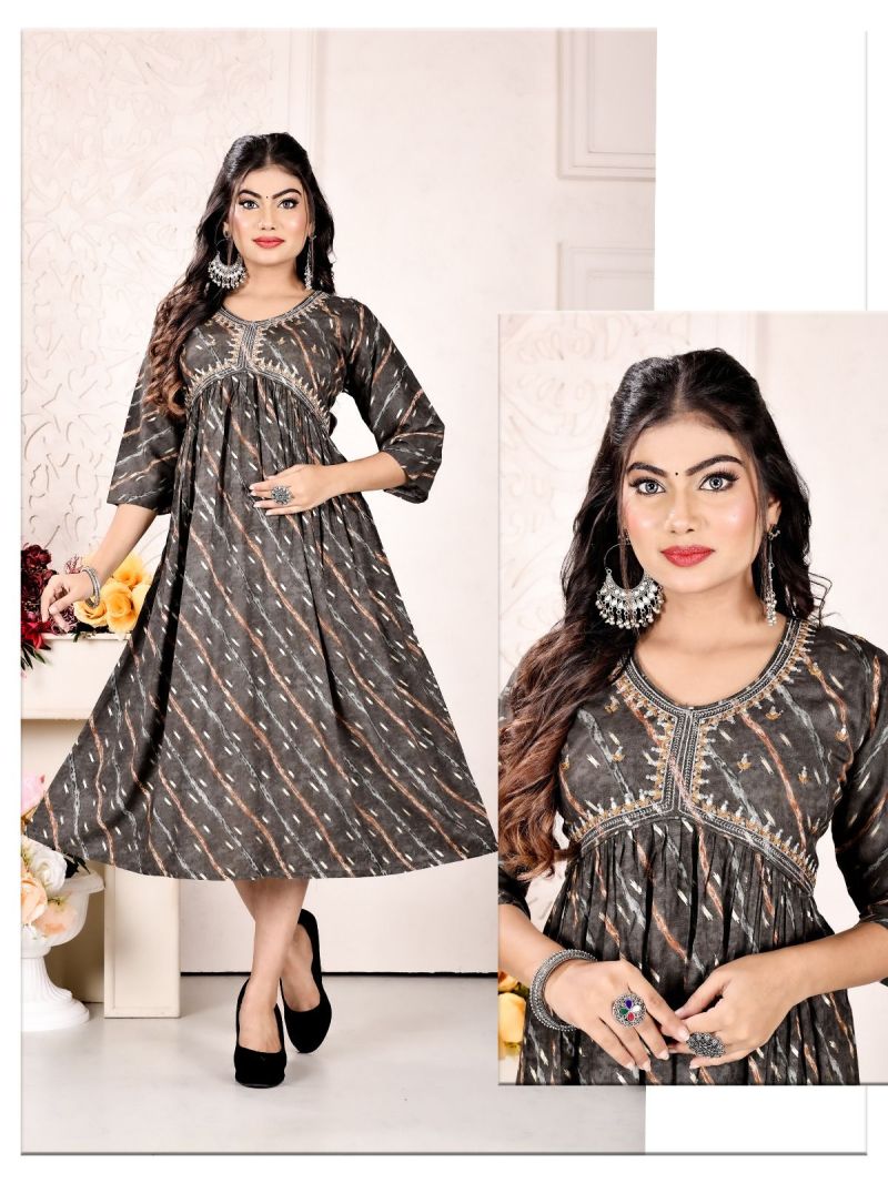 Premium Rayon Foil Printed Alia Cut Kurtis