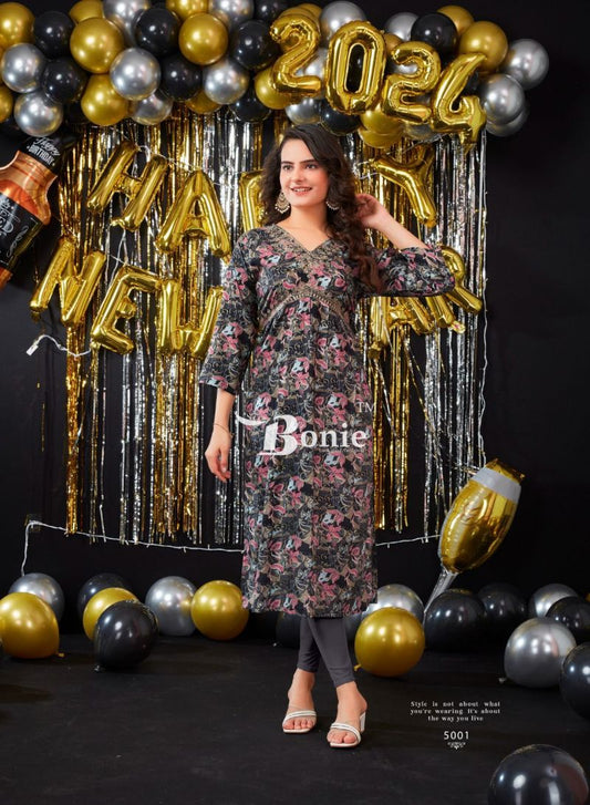 Printed Rayon Alia Cut Kurti Collection
