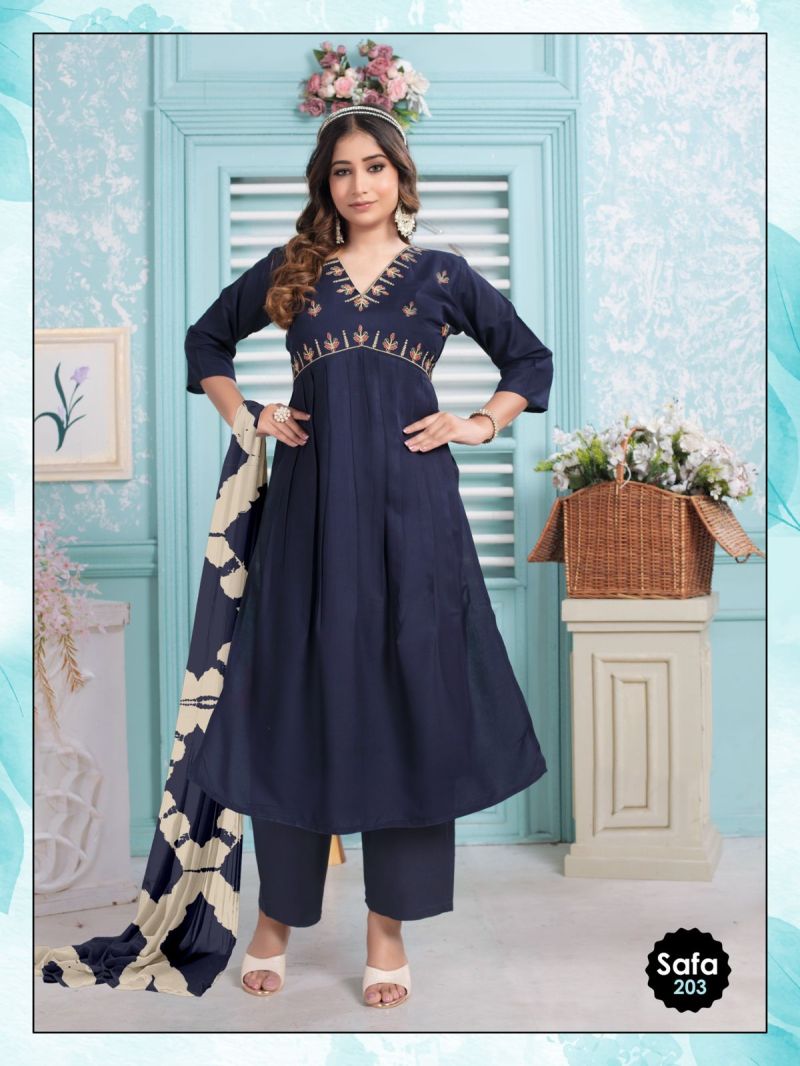Rayon Embroidered Alia Cut Kurti Bottom With Dupatta