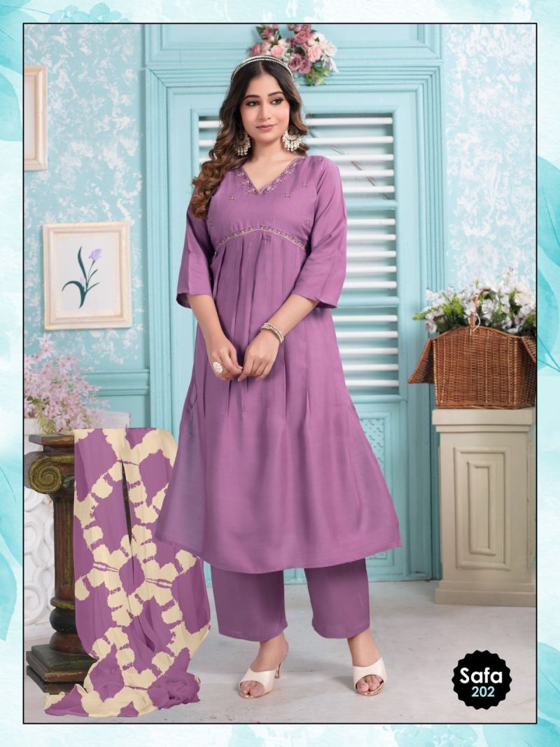 Rayon Embroidered Alia Cut Kurti Bottom With Dupatta
