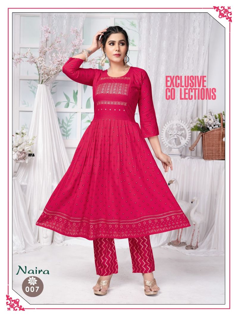 Stylish Naira Cut Rayon Kurtis Collection