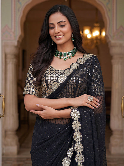 Georgette Wedding Wear Saree With Blouse