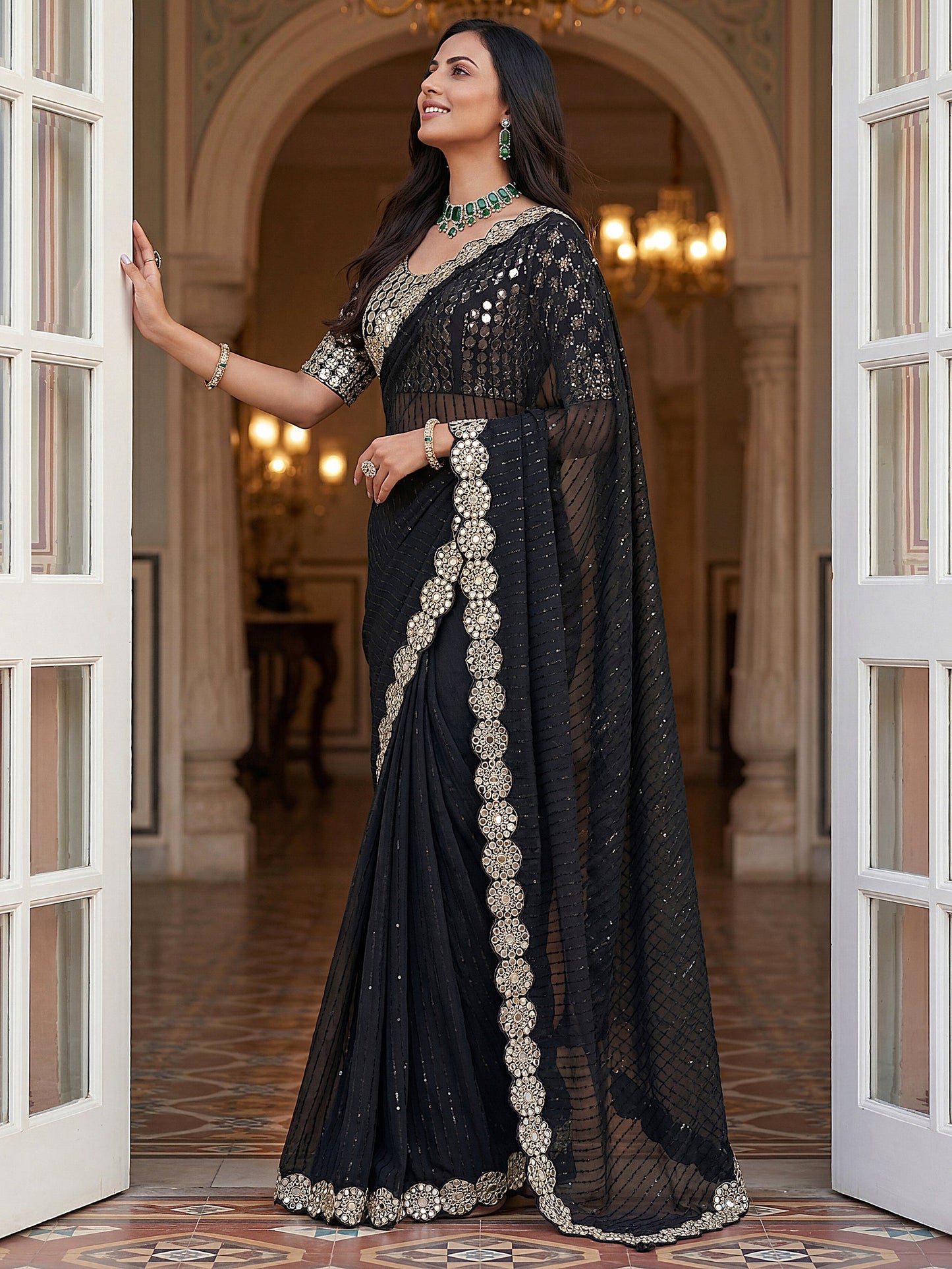 Georgette Wedding Wear Saree With Blouse
