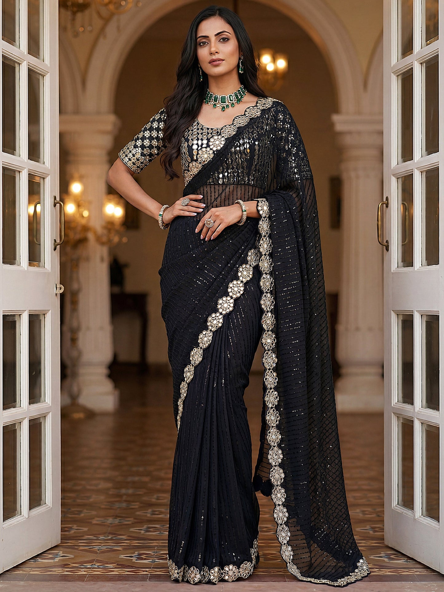 Georgette Wedding Wear Saree With Blouse