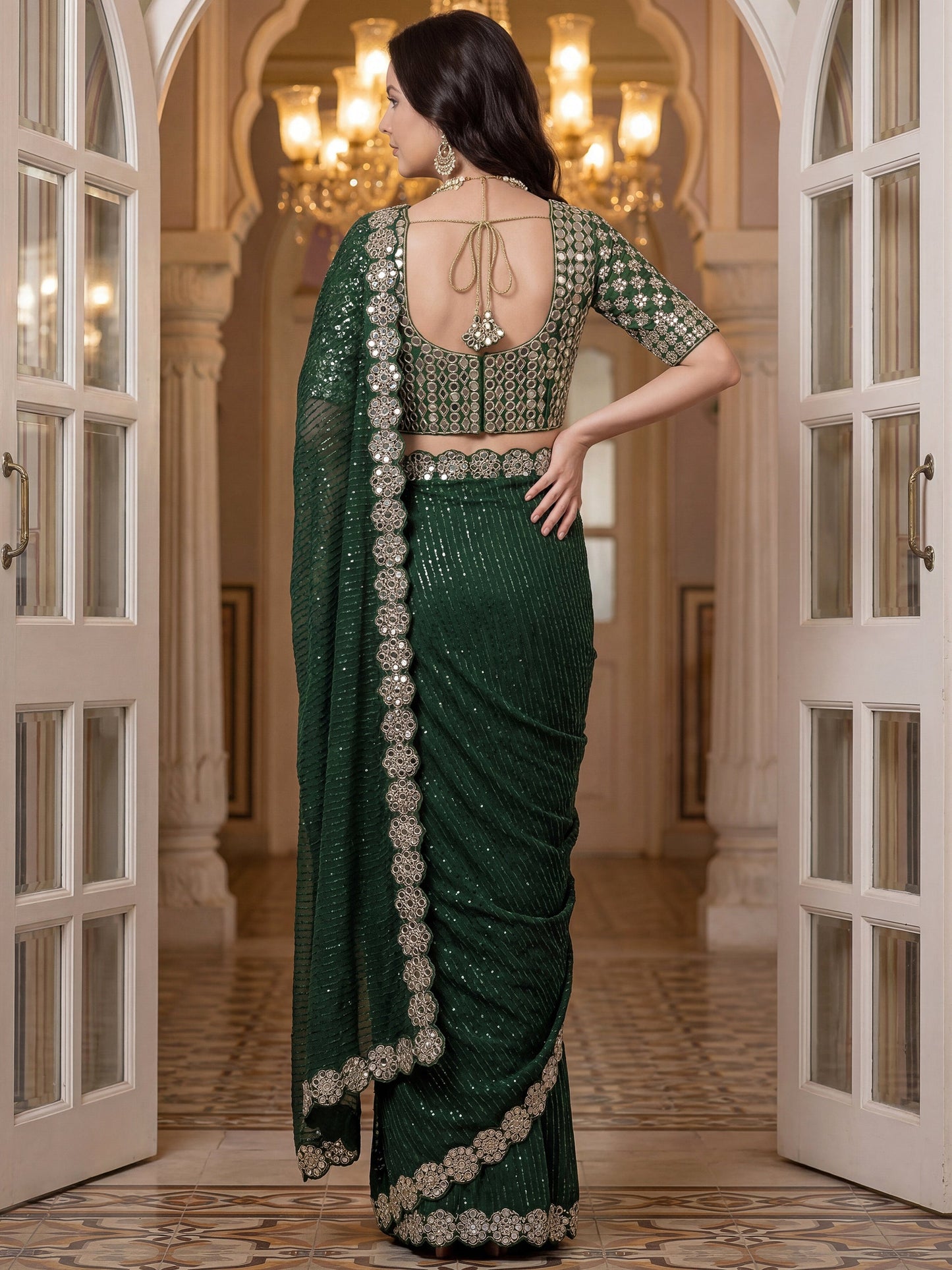 Georgette Wedding Wear Saree With Blouse