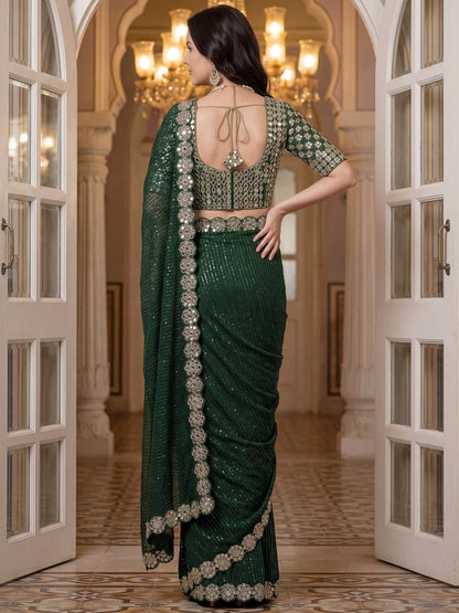Georgette Wedding Wear Saree With Blouse