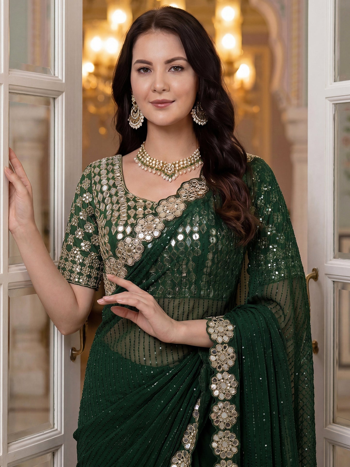 Georgette Wedding Wear Saree With Blouse