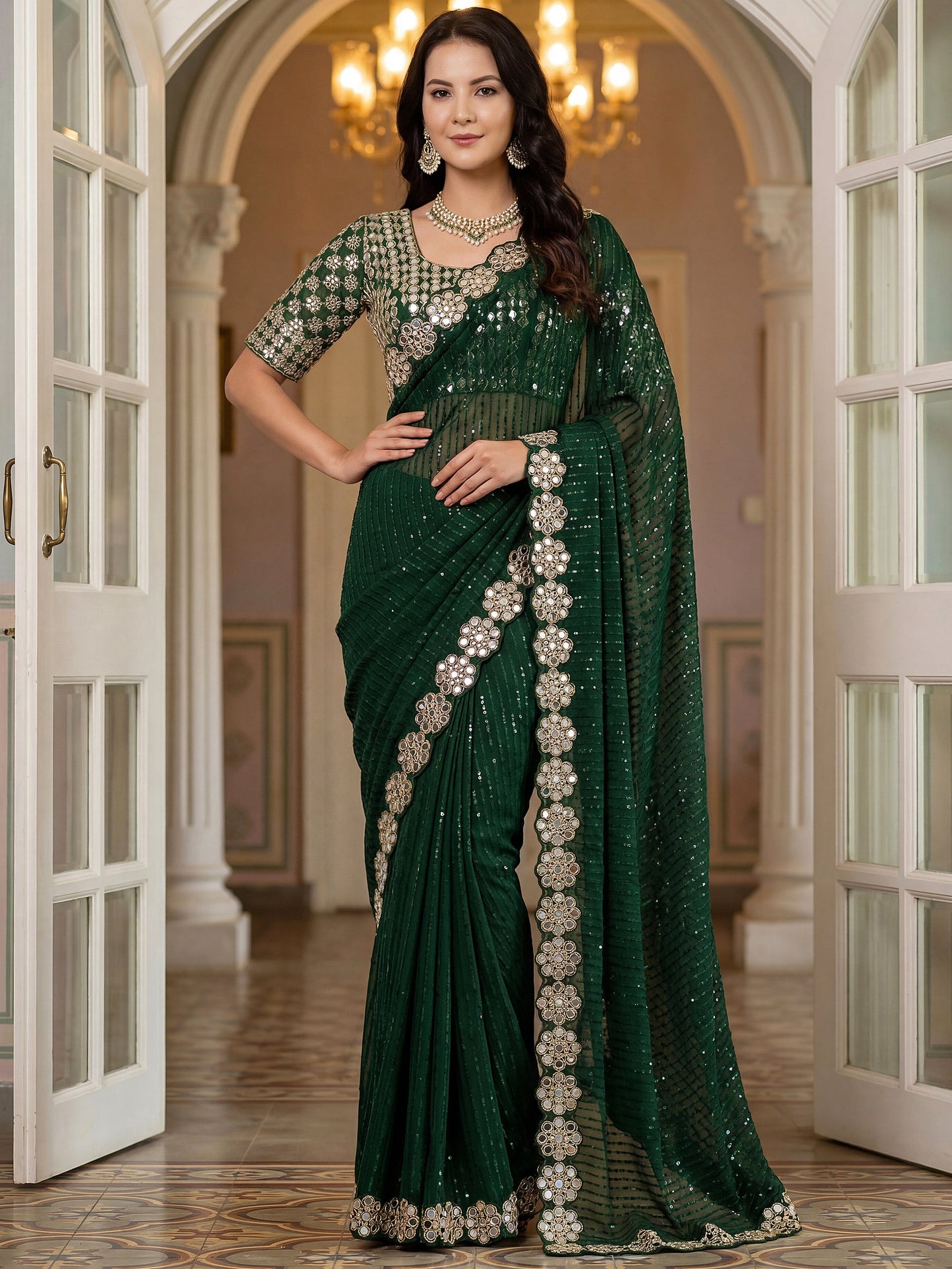 Georgette Wedding Wear Saree With Blouse