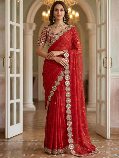 Georgette Wedding Wear Saree With Blouse