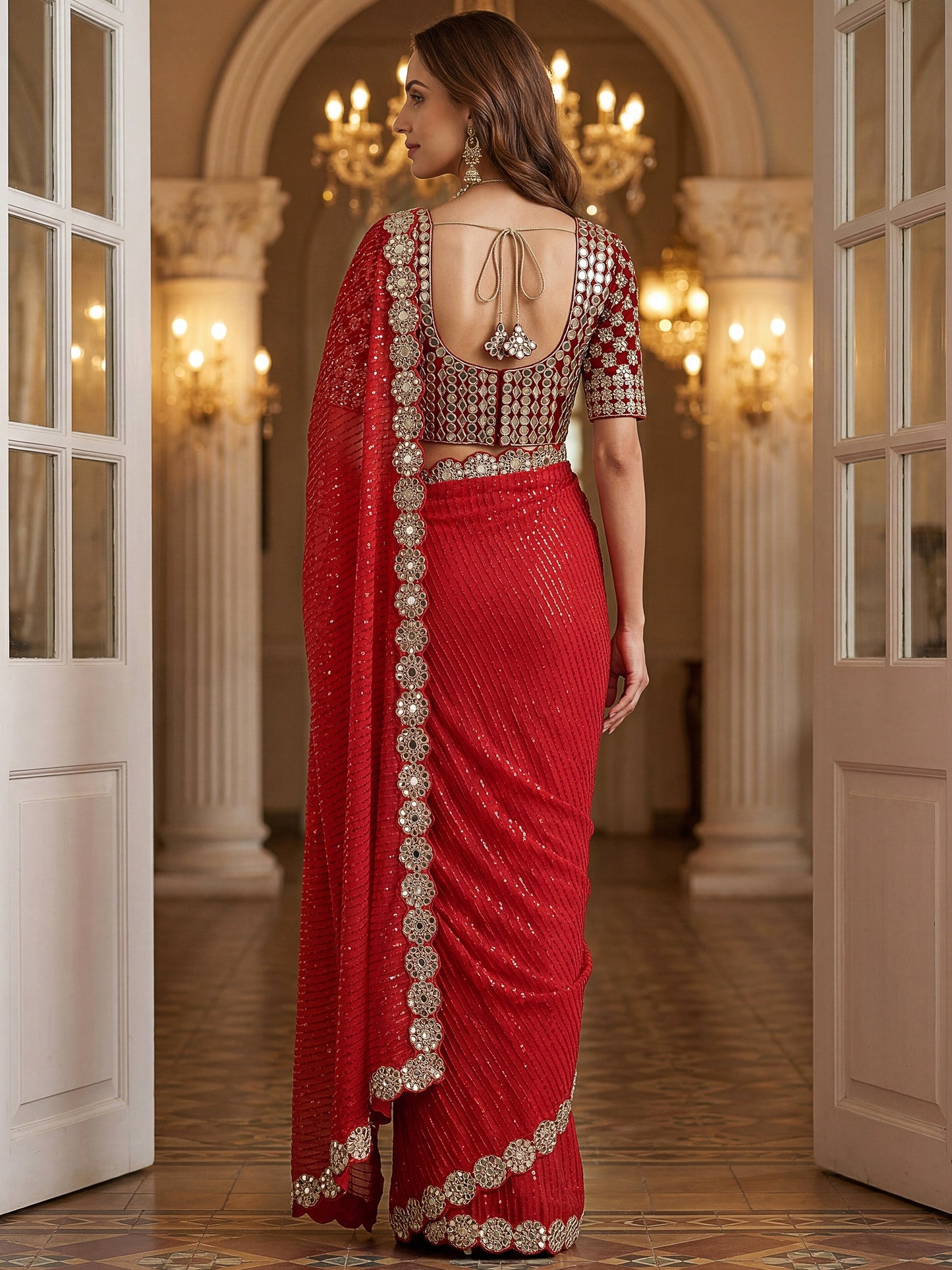 Georgette Wedding Wear Saree With Blouse
