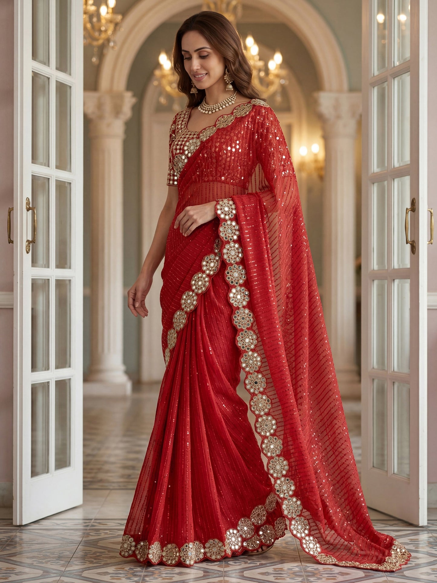 Georgette Wedding Wear Saree With Blouse