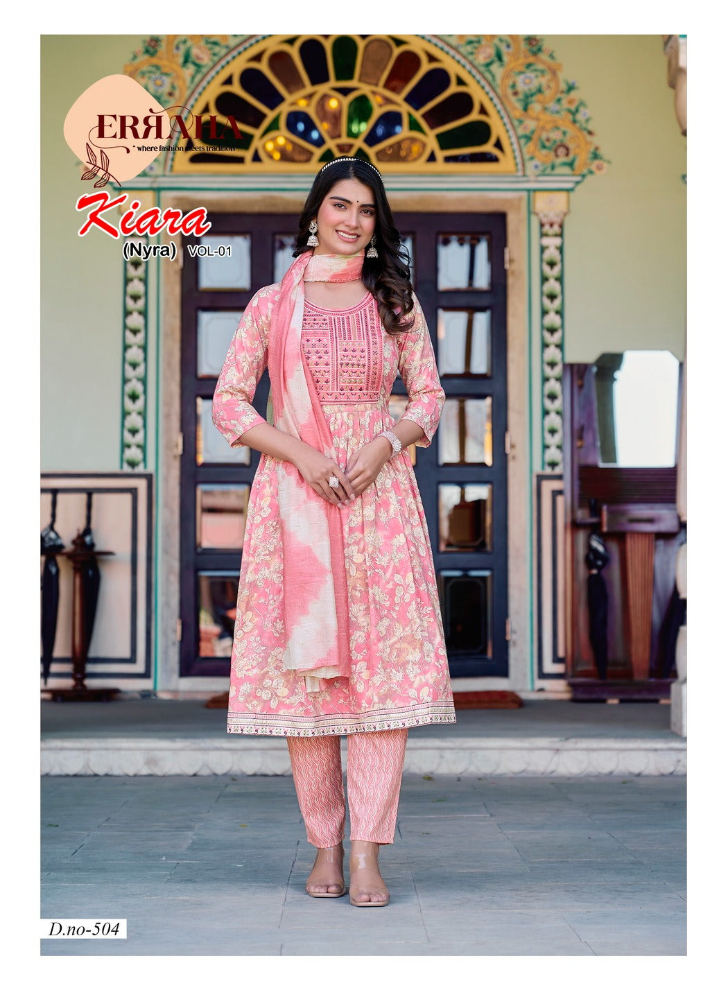 Rayon Nyra Cut Kurti Set with Bottom & Dupatta