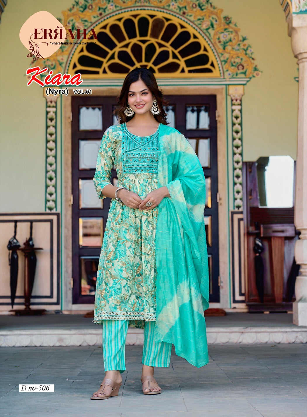 Rayon Nyra Cut Kurti Set with Bottom & Dupatta