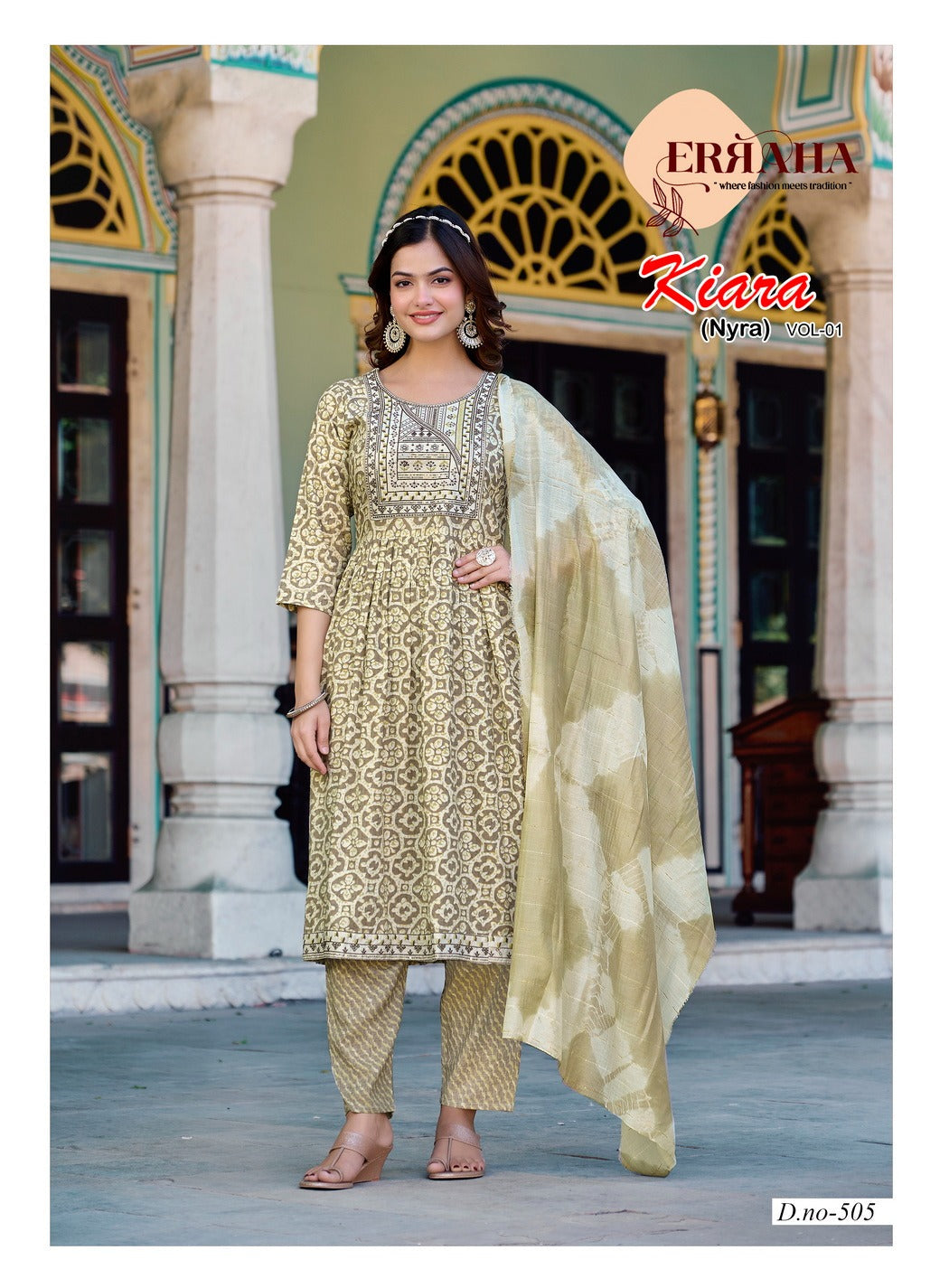 Rayon Nyra Cut Kurti Set with Bottom & Dupatta