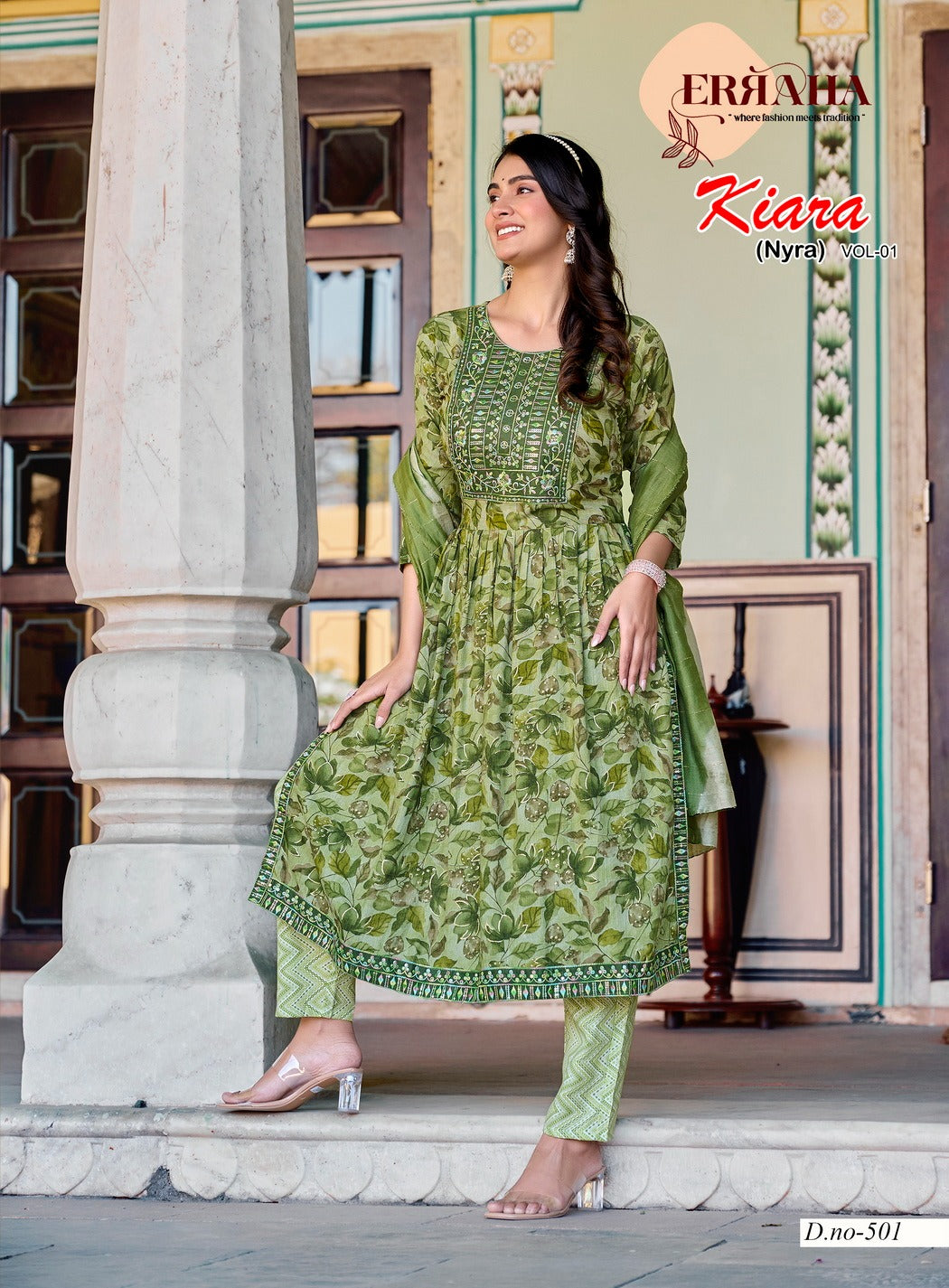 Rayon Nyra Cut Kurti Set with Bottom & Dupatta