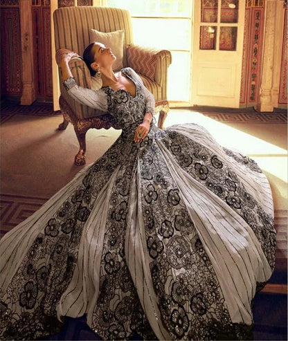 Real Georgette Embroidered Anarkali Gown with Dupatta