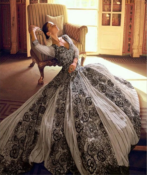 Real Georgette Embroidered Anarkali Gown with Dupatta