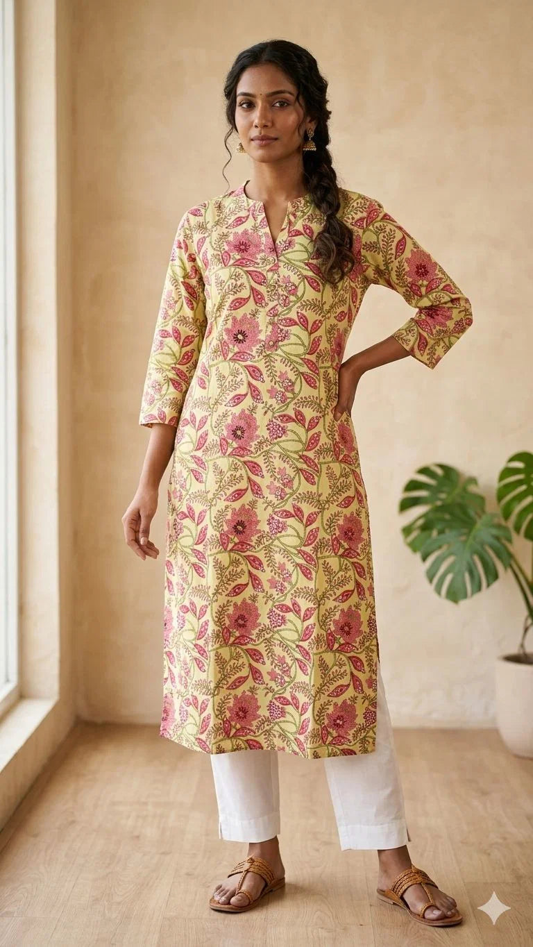 Cotton Printed Straight Kurtis Collection
