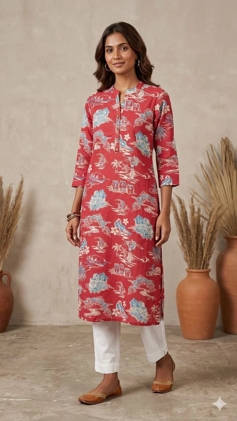Cotton Printed Straight Kurtis Collection