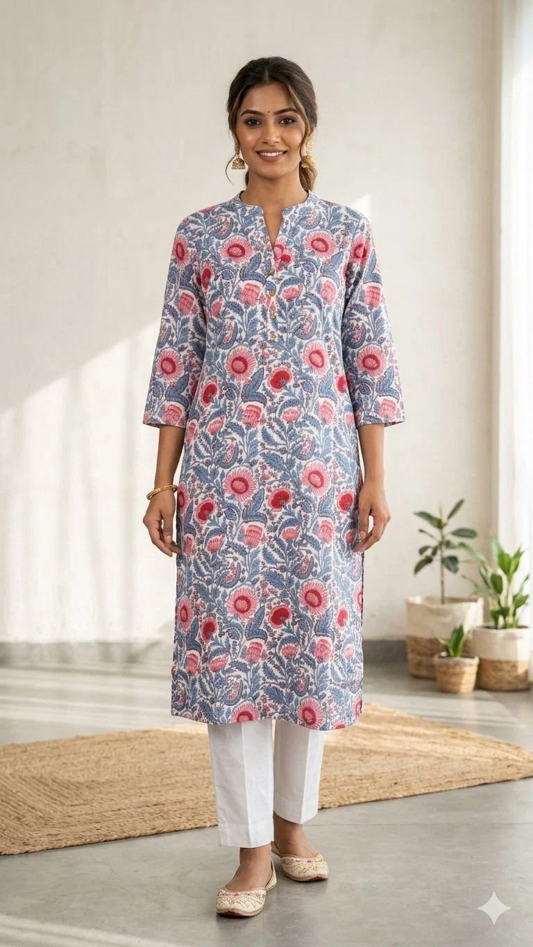 Cotton Printed Straight Kurtis Collection