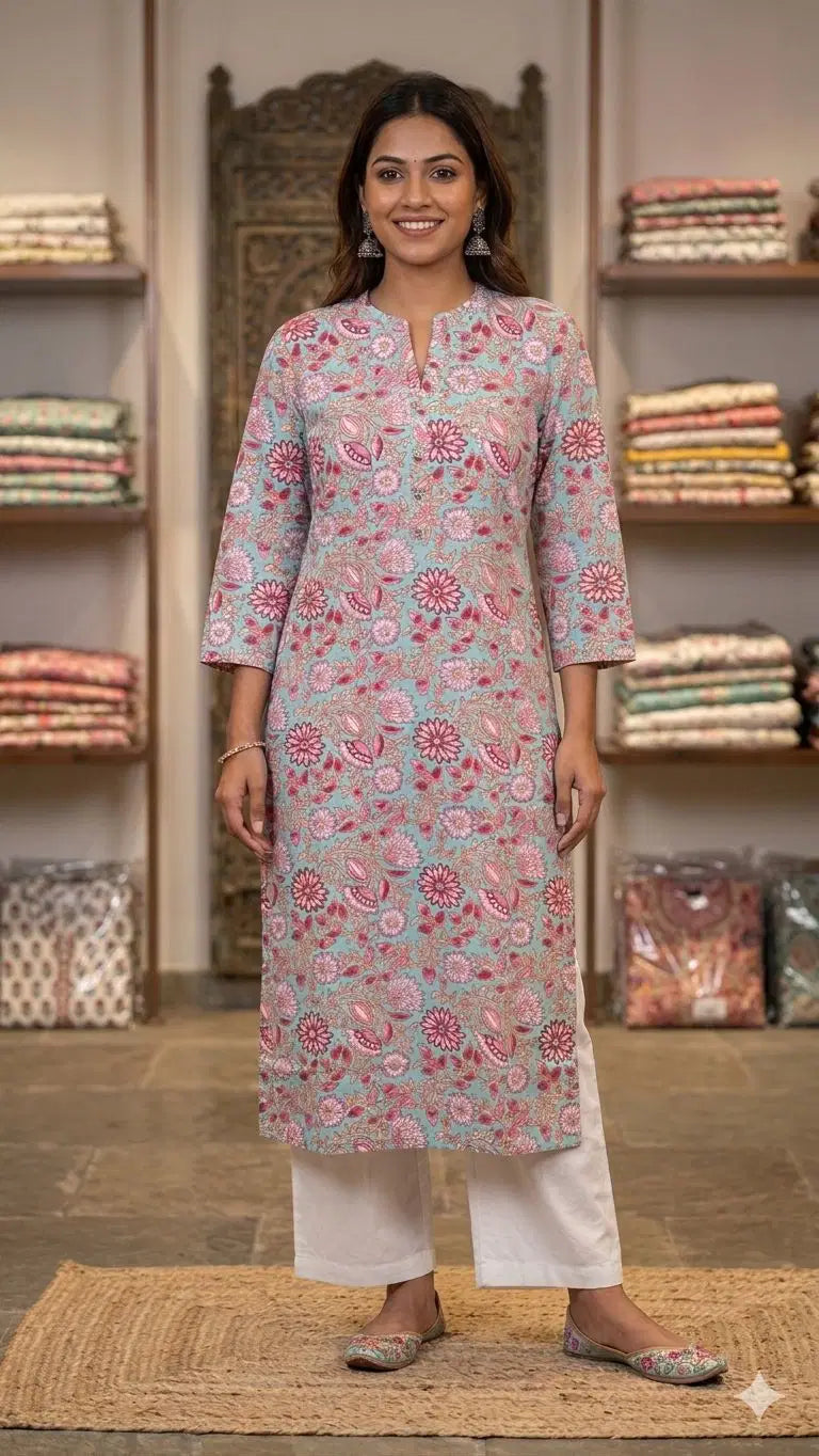 Cotton Printed Straight Kurtis Collection