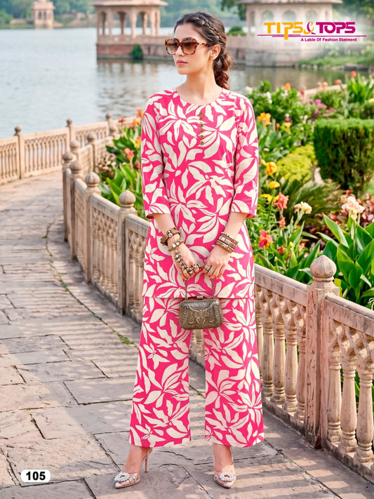 Tips And Tops Cotton Beauty Readymade Co Ord Set Designer Casual Wear Cotton Collection For Women