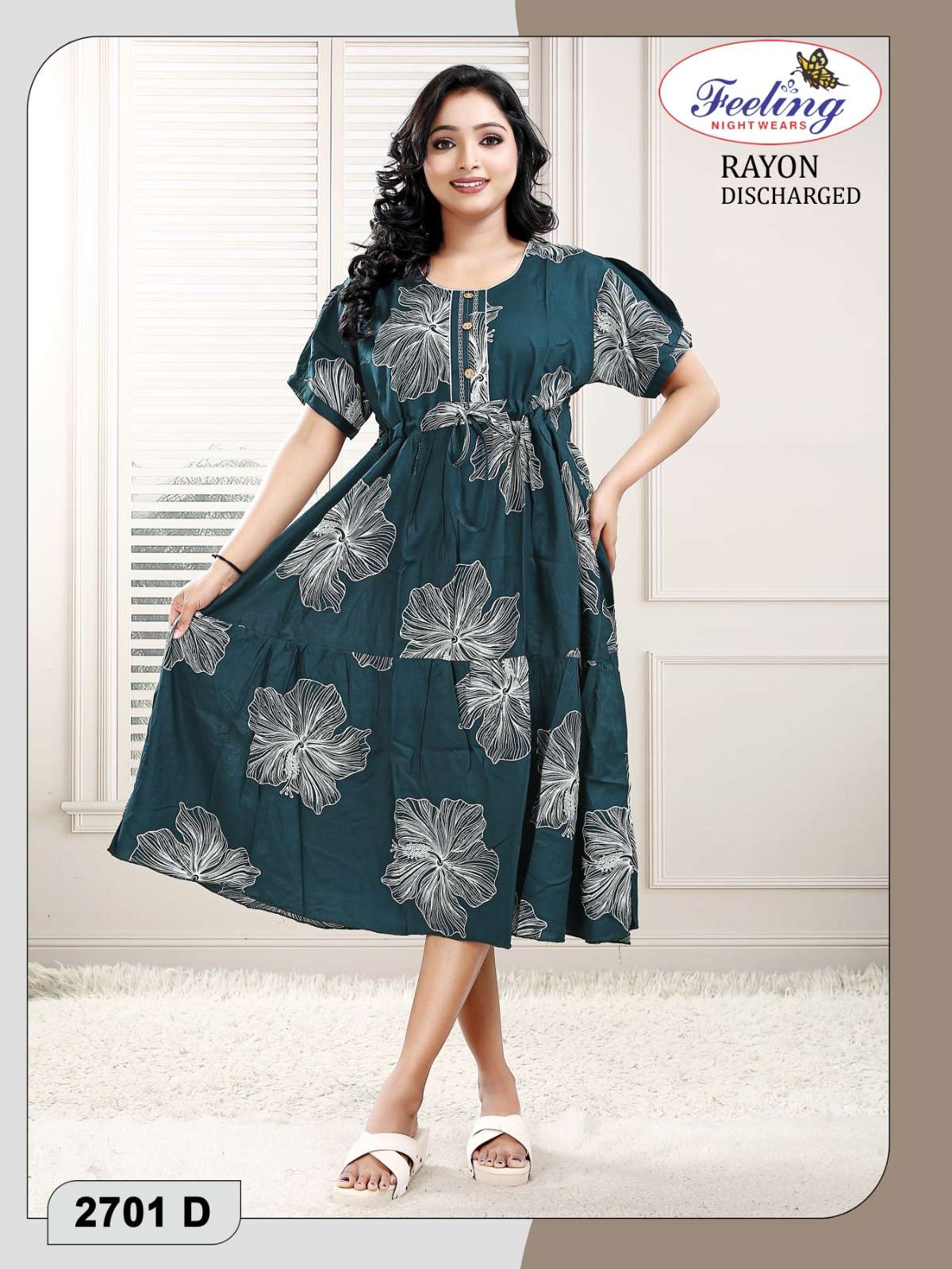 Discharge Print Rayon Kurti (Free Size)