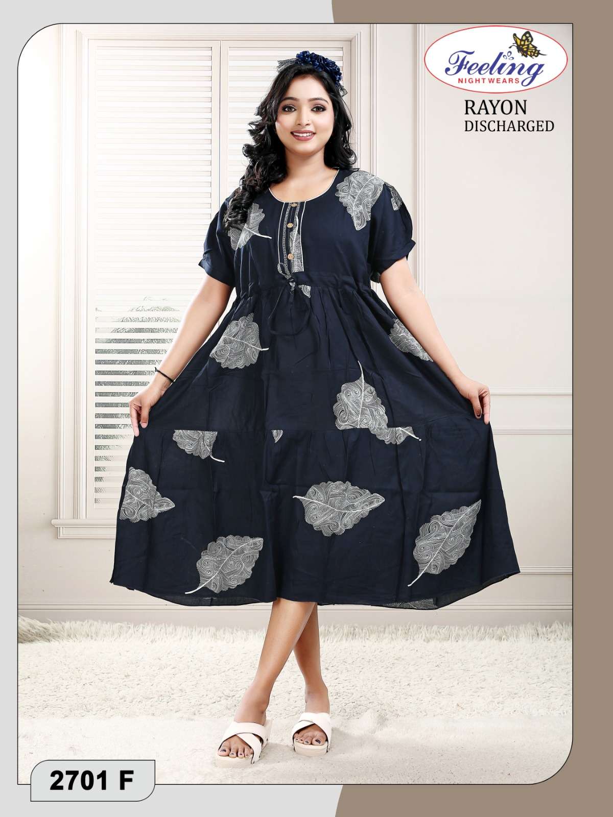 Discharge Print Rayon Kurti (Free Size)
