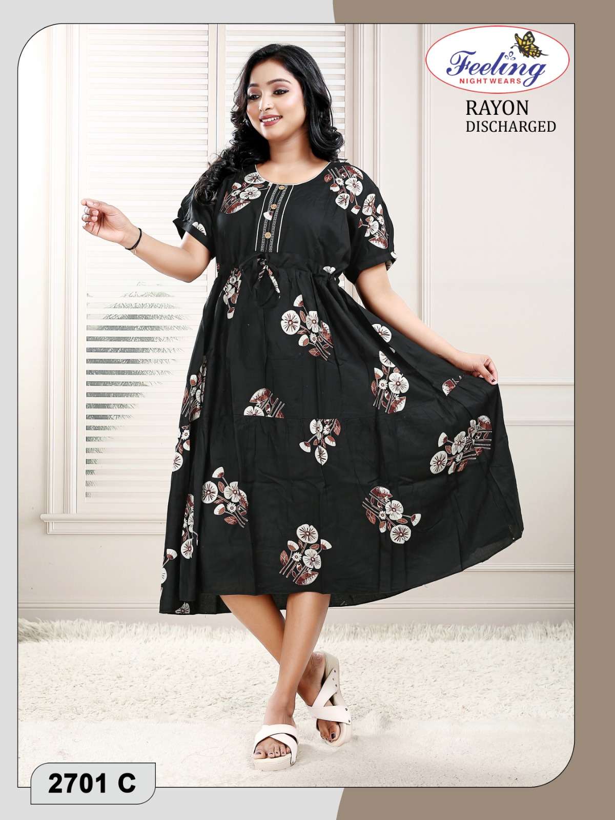 Discharge Print Rayon Kurti (Free Size)