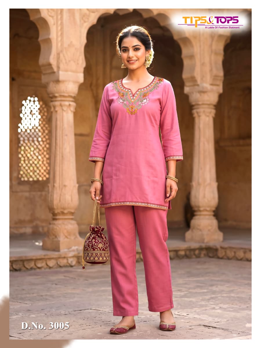 Tips And Tops Trendy Touch Readymade Co Ord Set Collection Designer Rayon Top Pant Set For WomenCollection For Women (Copy)